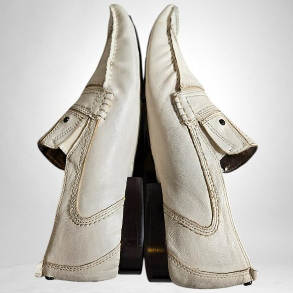 Lounge by Mark Nason Size 9.5 Men's Vintage Leather Loafers Off White - Picture 8 of 11